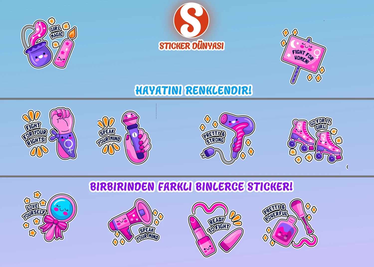 Kadın Hakları Tasarımlı Özel Sticker Koleksiyonu (Kad.Hak.1) görsel 4